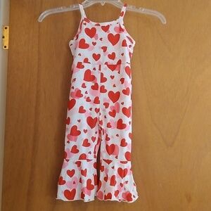 Toddler Girls Heart Print Bell Bottom Jumpsuit
